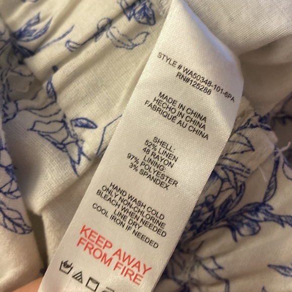 Jason Wu Floral Linen Pants Sz 8 Blue Wide Leg - Picture 6 of 6